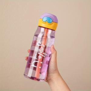 TEMU 1pc 480ml/600ml 간단한 플라스틱 투명한 물컵, 16oz/20.3oz 휴대용 누수 방지 방수병, 야외 캠핑, 여행, 운전에 적합합니다