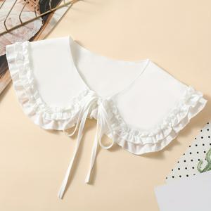 TEMU 더블 레이어 웨이비 엣지 칼라 우아한 단색 레이스업 어깨 칼라 캐주얼 분리 가능한 스커트 매칭 칼라