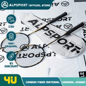 TEMU ALP SL 원래 배드민턴 라켓 합성 탄소, 4U 22-26파운드 지원, 공격 라켓, 2 배드민턴 라켓 + PVC 라켓 가방 선물 세트