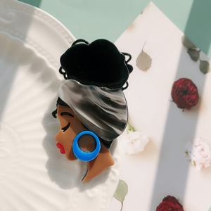 TEMU 1pc, 숙녀 여러 가지 빛깔의 Headwrap 여성 디자인 브로치 핀, 아크릴 크리 에이 티브 캐릭터 배지, 빈티지 스타일 옷깃 핀, 독특한 액세서리 장식