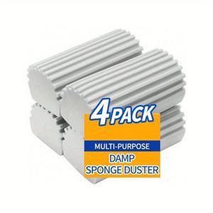 TEMU 4pcs 3-in-1 먼지 자석 스펀지 키트 - 깊은 청소, 베이스보드 및 거울 모서리 - 긁힘 방지 마이크로파이버 + 압축되지 않은 디자인 - 재사용 가능한 가정용 스펀지, 블라인드, 유리, 베이스보드, 환기구, 거울, 창문 트랙 그로브 청소용