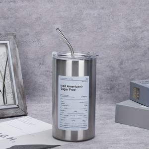 TEMU 1개 20oz 스테인리스 스틸 텀블러, 뚜껑 및 빨대 포함, 이중벽 진공 단열 물병, 아이스 아메리카노 무설탕 음료용, 재사용 가능한 보온 커피 티컵, 여행 음료 액세서리 선물|텀블러