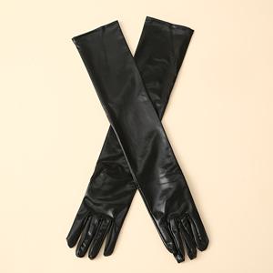 TEMU 여성용 롱 글러브, 섹시한 새틴 PU 가죽, 패션 이브닝 오페라 파티 글러브, 단색, 비스트레치, 손세탁 또는 드라이클리닝, 인조 가죽, 컬러 위브, 깃털 없음