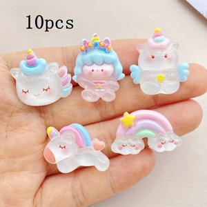 TEMU 10개의 귀여운 만화 판타지 생물 및 테마 레진 참 - DIY 보석, 스크랩북 및 공예 액세서리를 위한 플랫백 카보숑 세트.