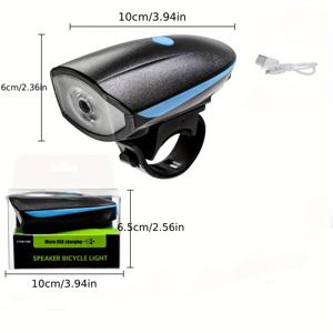 TEMU 전기 스쿠터 및 자전거용 LED 자전거 헤드라이트, 3가지 조명 모드, 2가지 소음 경고, ABS 핸들바 마운트, 사이렌이 있는 충전식 USB 자전거 조명|전기자전거|전기스쿠터