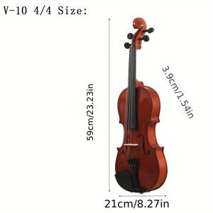 TEMU AV-105 풀 우드 바이올린, 보너스 클리닝 천 & 현 포함 - 연갈색