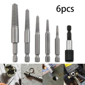 TEMU 6pcs 탄소강 나사 추출기 세트, 헤비 듀티 육각 섕크 깨진 볼트 리무버, 기존 나선형 플루트, 둥근 섕크, 아연 마감, 전기 드릴 사용, 벗겨진, 부식된, 녹슨 나사, DIY 및 전문가 사용을 위한