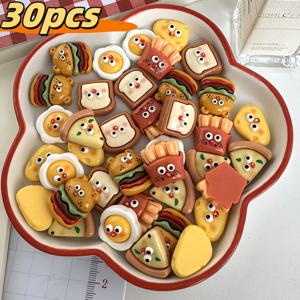TEMU 30개 미니어처 감자튀김 & 햄버거 참 - 귀여운 음식 테마 슬라임 비즈, DIY 액세서리, 스크랩북 및 냉장고 장식용 - 생생한 색상, 내구성 플라스틱 소품, 감자튀김 테마 액세서리|슬라임