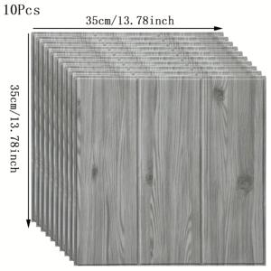 TEMU 10장 나무결 자체 접착 3D 입체 벽 스티커 거실 침실 벽 리노베이션 장식 스티커 배경 벽 천장 벽지 두껍게 닦을 수 있는 방수 벽지