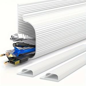 TEMU 2개 세트 PVC J-채널 케이블 관리 시스템, 유연한 플라스틱 와이어 레이스웨이, 케이블 정리 및 관리용