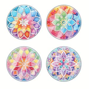 TEMU 페인팅 - 4pcs 코스터 - DIY 아크릴 비즈 아트, 투명 돔 커버가 있는 아름다운 비즈 디자인, 집과 사무실 장식에 이상적, 파티와 생일에 이상적, 4.13인치 직경, 테이블용 코스터