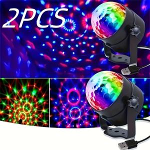 TEMU 2개 멀티컬러 RGB LED 매직 볼 무대 조명, 사운드 활성화 컬러 변경 효과가 있는 DJ 파티 디스코 조명, 가정, 노래방, 결혼식, 댄스 공연 및 축제 파티 장식에 적합 - 배터리 불필요.