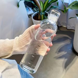 TEMU 1개, 500ml/16.9oz 폴리카 물병, 깨지지 않음, 누출 방지, 시간 표시기 포함, 손세척만, PVC 무료, 스포츠 및 야외 활동용 라운드 모양