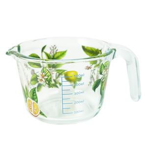 TEMU [1pc 우아한 꽃무늬 유리 측정 컵] 1pc 우아한 꽃무늬 유리 측정 컵, 식품 등급 보로실리케이트 열 저항 유리 용기, 샐러드, 주스, 우유, 식기 세척기 안전, 패턴 디자인으로 재사용 가능