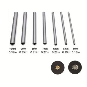 TEMU 7pcs 구멍 펀치 가죽 펀처 홀로우 리벳 설치 꽃 스탬프 DIY 수공예 가죽 도구 4-10mm 구멍 펀치 도구