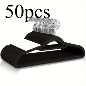 TEMU 50개 벨벳 옷걸이 - 미끄럼 방지, 공간 절약형, 내구성 플라스틱 소재, 무흔적 변형 없는 건조 및 젖은 옷 걸이, 우아한 옷장 정리대 모든 실내에 적합