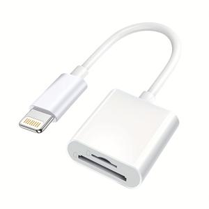 TEMU UKETO 2-in-1 USB to SD/TF 카드 리더 어댑터, 플러그 앤 플레이 듀얼 슬롯 메모리 카드 리더 아이폰/아이패드용, 트레일 카메라 뷰어, 배터리 불필요