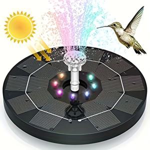 TEMU 태양열 조류 목욕 분수 LED 조명, 3.5W, 3000mAh 리튬 배터리, 6개 노즐 옵션, 분리형 태양 전지 모듈, 정원, 수영장, 어항 장식에 이상적|수경