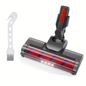 TEMU 1pc Dyson 진공 청소기와 호환되는 Dyson 진공 청소기용 부드러운 롤러 모터 헤드, V8, V7, V10, V11 및 V15 모델에 적합, 하드우드 바닥 부착물, 부드러운 롤러 브러시 교체 부품, LED 조명 포함 | 브러시 헤드만, 진공 청소기 포함되지 않음