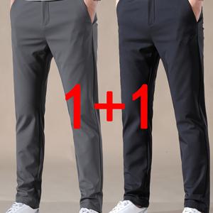 TEMU 2pcs 남성 캐주얼 레그 팬츠 - 가벼운, 신축성 있는 소재, 검정색 및 해군 파란색, 야외 및 실내 활동에 적합, 일상적인 편안함, 야외 캐주얼 웨어| 레그 팬츠|신축성 있는 소재|냉장고바지|남자바지|바지
