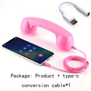 TEMU 아이폰 15 및 16, iOS 시스템, 스마트폰과 호환되는 Type-C 어댑터가 있는 유선 전화 핸드셋, 클래식한 랜드라인 수신기 디자인과 레트로 스타일을 특징으로 하는 마이크로폰이 장착된 3.5Mm 잭, 꼬임 없는 케이블, 볼륨 제어, 게임 및 통화에 적합한 선물이나 놀라운 경험으로 완벽합니다.