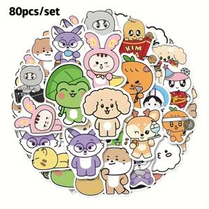 TEMU 노트북, , 물병, 스케이트보드용 80개 세트 K팝 머천다이즈 세븐틴 스티커, DIY 프로젝트 및 창의적인 사무실 장식에 적합, 독특한 생일 선물 아이디어