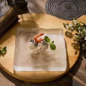 TEMU 1pc 우아한 일본식 스타일 유리 서비스 플레이트 - 고급 랑치, 창의적인 디저트 및 스시 디쉬, 고급 식품을 위한 직사각형 형태, 샐러미, 아이스 티 등에 완벽함, 고급 식품 | 전통 일본 디자인 | 투명 유리 플레이트