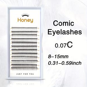 TEMU 12줄 꿀 프리메이드 볼륨 팬 속눈썹 연장 - 인조 밍크, C/D 컬, 8-15mm, 초보자용 및 재사용 가능, 밀도 높고 자연스러운 룩, 혼합 길이로 멋진 아이 메이크업