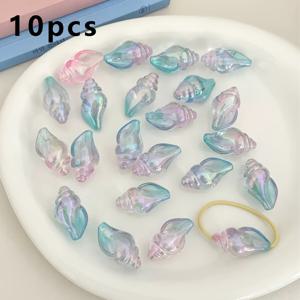 TEMU 10개 아크릴 콘치 비즈 - DIY 보석, 목걸이, 팔찌, 폰 장식, 헤어 타이, 키체인 - 손수 만든 선물 및 공예, 해변 액세서리 | 아크릴 비즈, 바다 테마 장식 | 아크릴 비즈, 바다 테마 장식