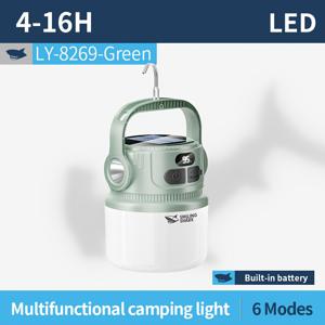 TEMU 웃는 상어 모양의 2-in-1 태양광 및 USB 충전식 캠핑 랜턴 1개 - 초밝은 LED, 텐트, 하이킹, 허리케인 비상시용 휴대용 디자인의 360° 매달린 조명 - USB 케이블 및 파워 뱅크 기능 포함, 충전식 캠핑 랜턴|캠핑랜턴