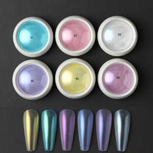 TEMU 6pcs 진주 효과 손톱 파우더, 거울 오로라 크롬 머메이드 달빛 손톱 아트 파우더, 무지개 AB 마법 거울 진주 껍질 파우더 용품|네일|네일아트|네일재료