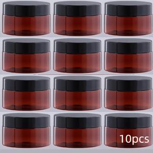 TEMU 10개 100ml 누출 방지 화장품 용기에 뚜껑이 달린 플라스틱 여행용 주스, 크림, 젤, 파우더, 오인트먼트 용기 - 향수 없는, 암버, 8온스, 스크루 캡 클로저, 및 미용 제품에 적합, 보관| 미적 용기| 안전한 클로저 - UV 보호