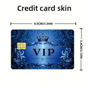 TEMU EBT, 교통수단, 신용카드, 직불카드, 카드 스킨을 위한 고품질 블루 VIP 패턴 신용카드 스티커 - 버블 없음, 작은 칩 카드에 적합