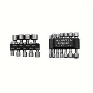 TEMU 23pcs 파워 드릴 소켓 세트 - 6각 CR-V 너트 드라이버 비트, 1/4인치 드라이브, 효율적인 탭 및 설치를 위한 내구성 있는 금속, 스크루 및 너트에 이상적, 드릴 액세서리 | Sleek Hexagonal Handle | CRV 스틸, 파워 드릴 부품 및 액세서리