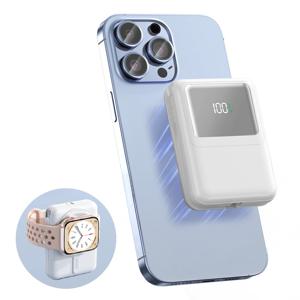 TEMU 고속충전 대용량 멀티단자 15W 맥세이프 무선충전 PD22.5W QC3.0 3in1 일체형 미니 휴대용 보조배터리 10000mAh