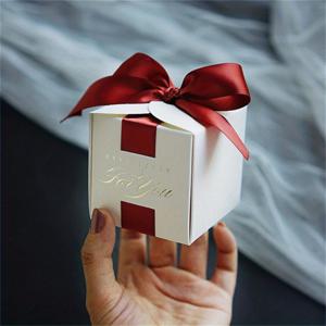 TEMU 50pcs, 결혼식 호의 선물 상자, 베이비 샤워 생일 이벤트 파티 용품, 포장 상자, 사탕 상자, 초콜릿 포장 상자, 파티 호의, 생일 장식, 웨딩 장식, 파티 용품 세례를위한 리본 사탕 상자가있는 기념품 선물 상자