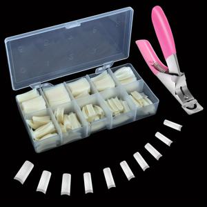 TEMU 아크릴 네일 팁 500pcs, 프랑스어 가짜 손톱 네일 아트 살롱 및 홈 DIY 용 네일 클리퍼 및 보관 케이스가있는 자연 거짓 네일 팁 DIY (10 크기)