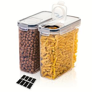 TEMU 2/3/4개 세트 시리얼 보관 용기, BPA 프리 플라스틱 밀폐 식품 보관 용기, 시리얼, 스낵 및 설탕용 2.5L /84.5oz 소용량, 칠판 라벨 & 마커가 있는 4개 세트 시리얼 디스펜서, 블랙