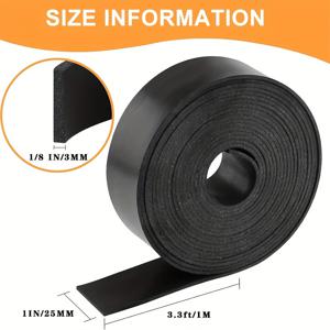 TEMU 1미터 방화성 네오프렌 고무 스트립, 폭 25mm, 두께 3mm - DIY 개스킷, 창고 라이닝, 씰, 웨더 스트리핑, 공예, 바닥 지지대에 이상적 - 검정색, 스크래치/물/얼룩 방지, 바닥 보호|다용도 고무|방화성 고무