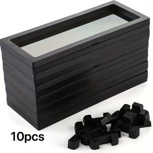 TEMU 10개 블랙 PVC 보석 보관함, 투명 PE 필름 포함 - 반지, 팔찌, 목걸이, 귀걸이 및 하트 모양 액세서리용 항산화 디스플레이 케이스, 보석 정리함|링귀걸이