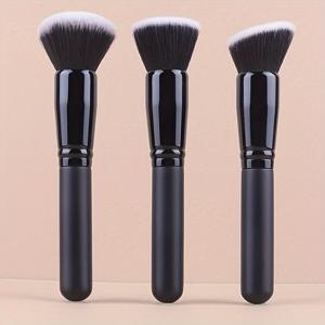 TEMU 파운데이션, 블러셔 및 파우더용 3개의 타원형 메이크업 브러시 세트 - 나일론 솔, 무향, 모든 피부 타입, ABS 핸들