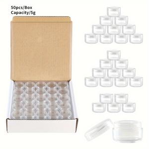 TEMU 50개 Yuemeimoment 5g/5ml 둥근 투명 플라스틱 병과 생생한 뚜껑 - 크림, 로션, 파우더, 글리터에 이상적 | 네일 아트, 보석 비즈 및 작은 액세서리에 완벽 | 나사식, 무취, 화장품 병