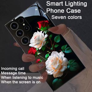 TEMU 레드 로즈 화이트 로즈 컬러풀 스마트 음성 제어 발광 모바일 폰 케이스 S24 울트라/S22 울트라/S23 울트라/S21 울트라/16프로맥스/15프로맥스/14프로맥스/13프로맥스에 적합 지능형 발광 사운드 컨트롤 모바일 폰 케이스 - 나이트 라이트 기술, 우아한 디자인, 향상된 야간 가시성