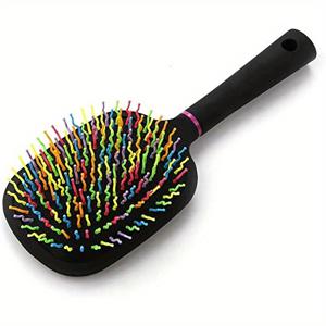 TEMU 무지개 패들 머리털 및 꼬리 탈탈 빗 - 말용 컬러풀 브리스틀 에르고노믹 플라스틱 빗, 부드러운 탈탈 및 스타일링 도구, 말 그루밍 액세서리