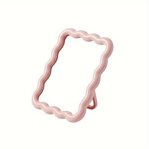 TEMU 꽃무늬 휴대용 메이크업 거울 - 골판지 상판 화장대 거울, 광택 플라스틱 프레임, 무향, 배터리 불필요, 여성을 위한 휴대가 간편한 디자인