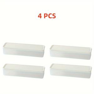 TEMU 4pcs 직사각형 플라스틱 식품 보관 용기, 재사용 가능, 다목적, 플립 탑, 손세탁, 비전기, 쌓을 수 있는, 냉장고 정리함, 면, 파스타, 양파, 마늘, 생강, 양파, 계란, 곡물, 야채