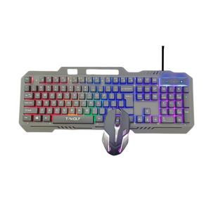 TEMU TF600 키보드 및 마우스 세트, 유선 키보드, USB 조명 키보드, 강판 키보드, 게이밍 및 E스포츠용 유선 키보드 및 마우스 세트