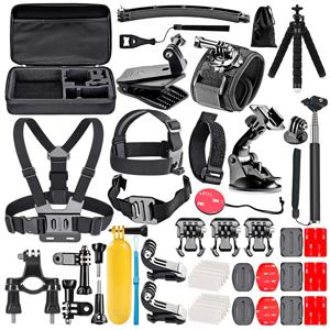 TEMU 50개 액션 카메라 액세서리 키트 Hero11/10/9, DJI Osmo용, 헤드 마운트, 체스트 하네스, 흡입 컵, 셀카 스틱 등 포함 - 배터리나 전자 부품이 없는 사용자 지정 세트