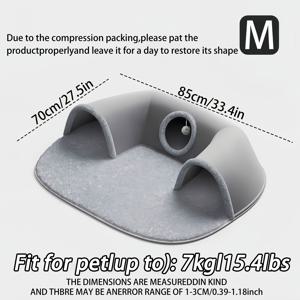 TEMU 3-in-1 포근한 고양이 터널 침대 - 미끄럼 방지 베이스가 있는 플레이 매트 & 따뜻한 둥지, 소형~중형 고양이, 토끼 & 햄스터용