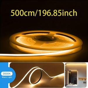 TEMU USB 전원 공급되는 터치 컨트롤이 있는 COB LED 스트립 1세트 - 길게 누르면 밝기 조절 가능, 선택 가능한 3가지 색온도 3000K/4000K/6000K, 생일 및 우주 분위기 테마 행사에 적합 - TV 백라이트용 소프트 테이프 라이트, 침실용, 5V